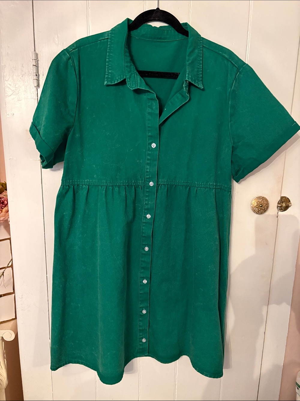 Green Denim Button-Front Midi Dress - Unbranded new XL
